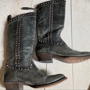 American Rebel - Studded Leather Cowboy Boots